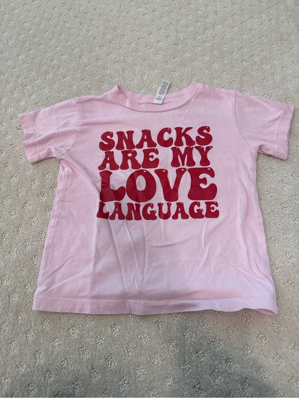 Bella + Canvas Kids Pink “Snacks Are My Love Language” Tee Size 4T